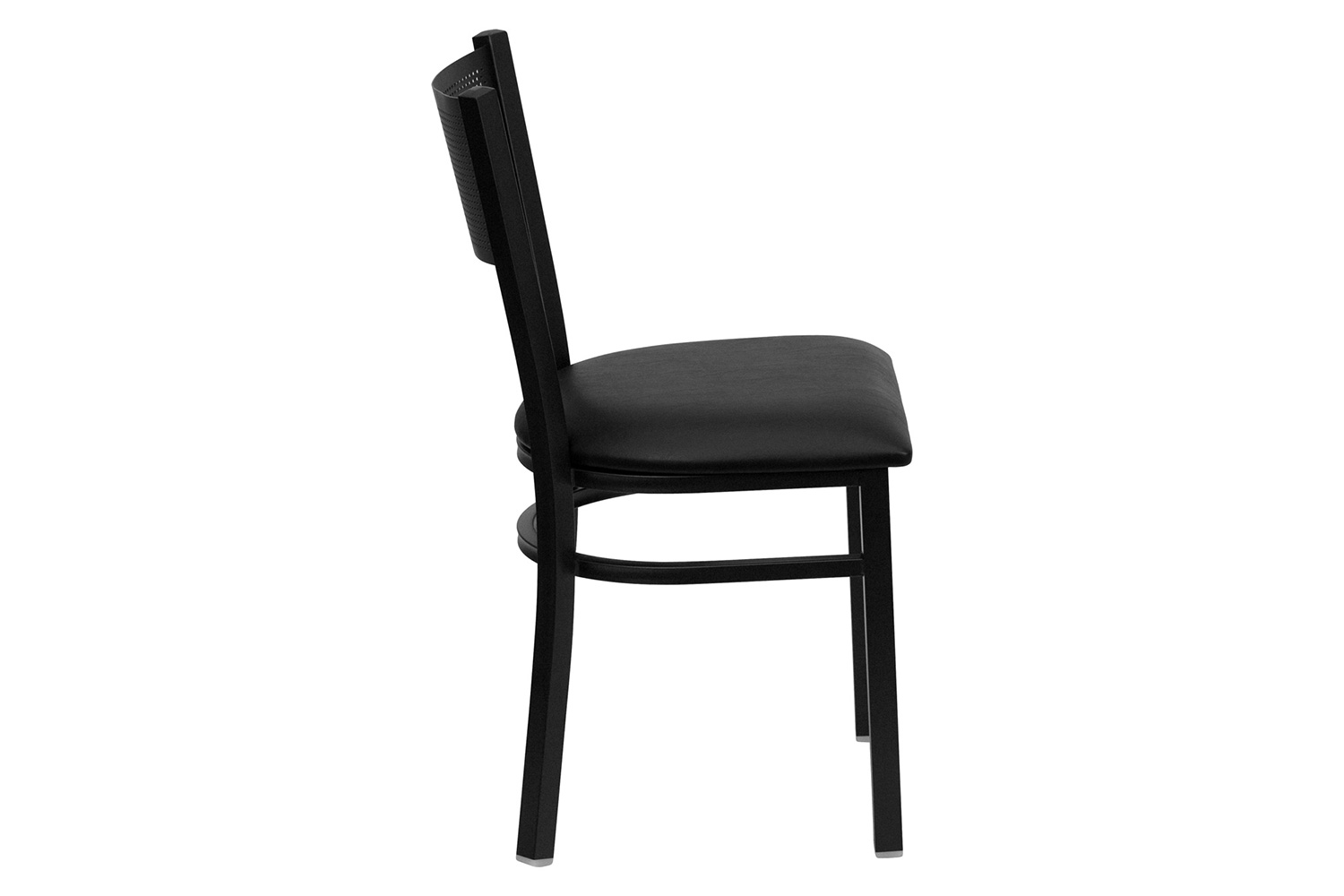 BLNK HERCULES Series Black Metal Grid Back Restaurant Chair with Vinyl Seat - Black