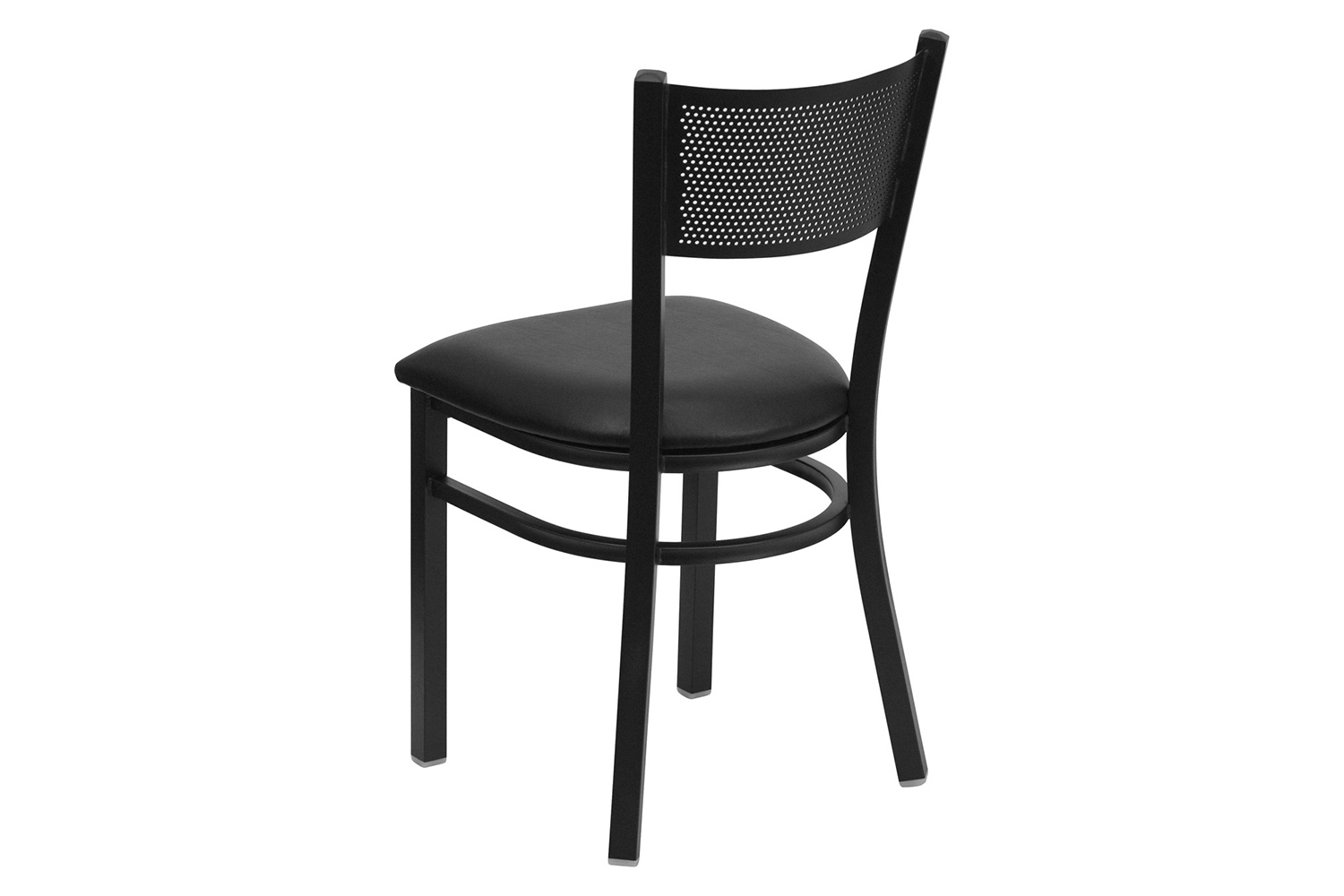 BLNK HERCULES Series Black Metal Grid Back Restaurant Chair with Vinyl Seat - Black