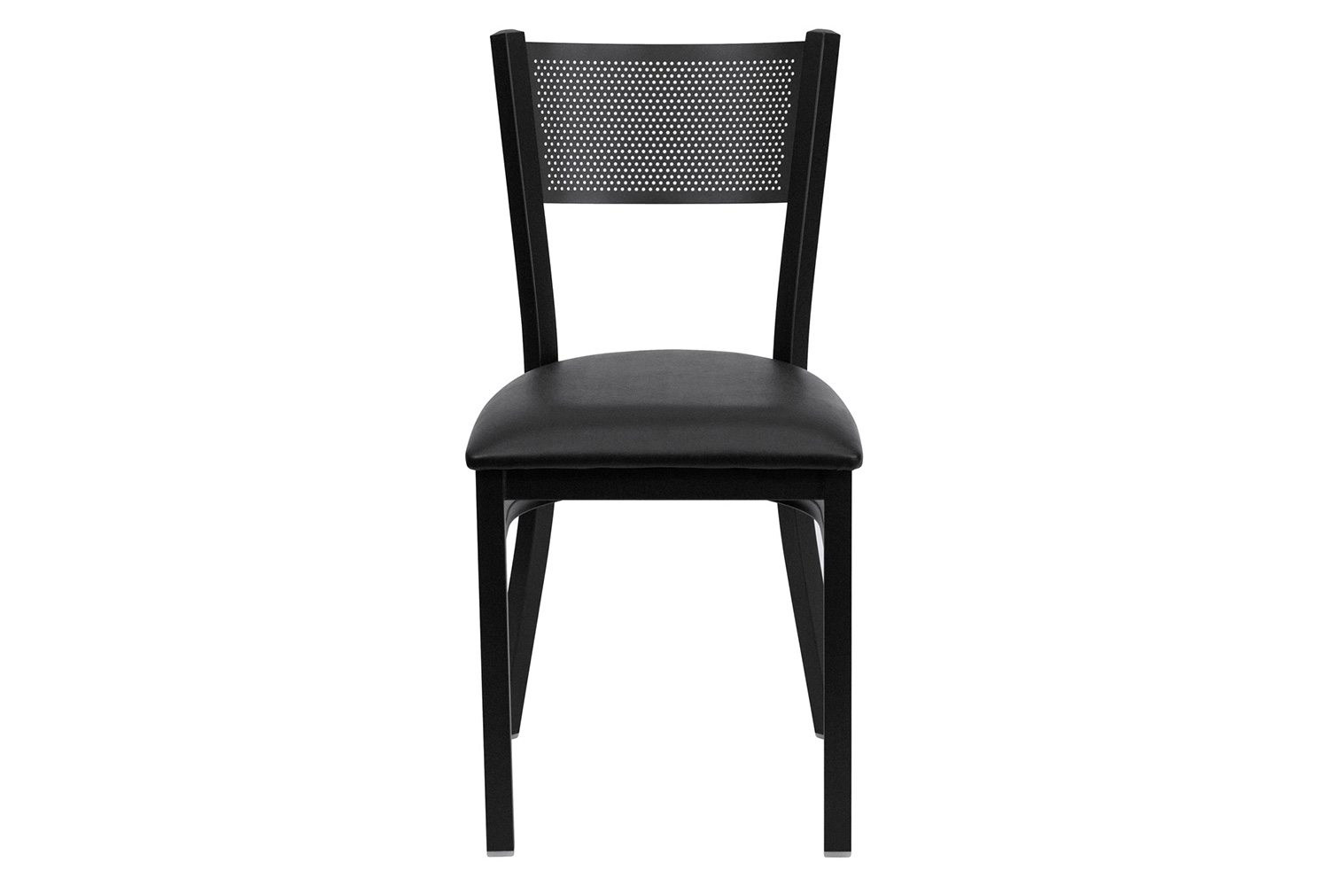 BLNK HERCULES Series Black Metal Grid Back Restaurant Chair with Vinyl Seat - Black