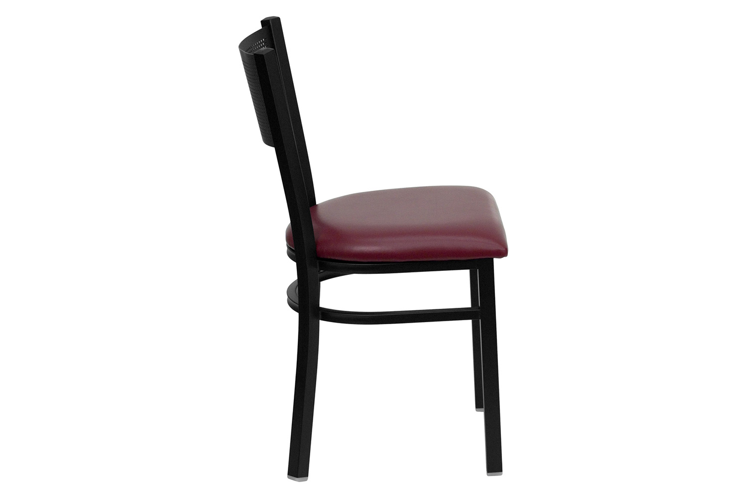 BLNK HERCULES Series Black Metal Grid Back Restaurant Chair with Vinyl Seat - Burgundy