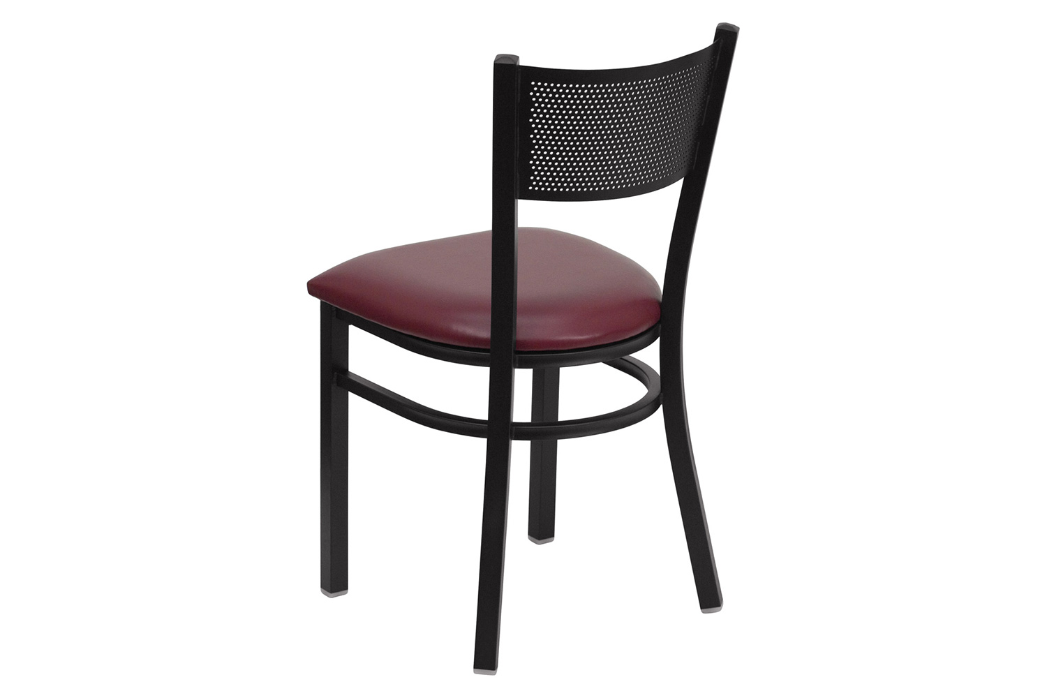 BLNK HERCULES Series Black Metal Grid Back Restaurant Chair with Vinyl Seat - Burgundy