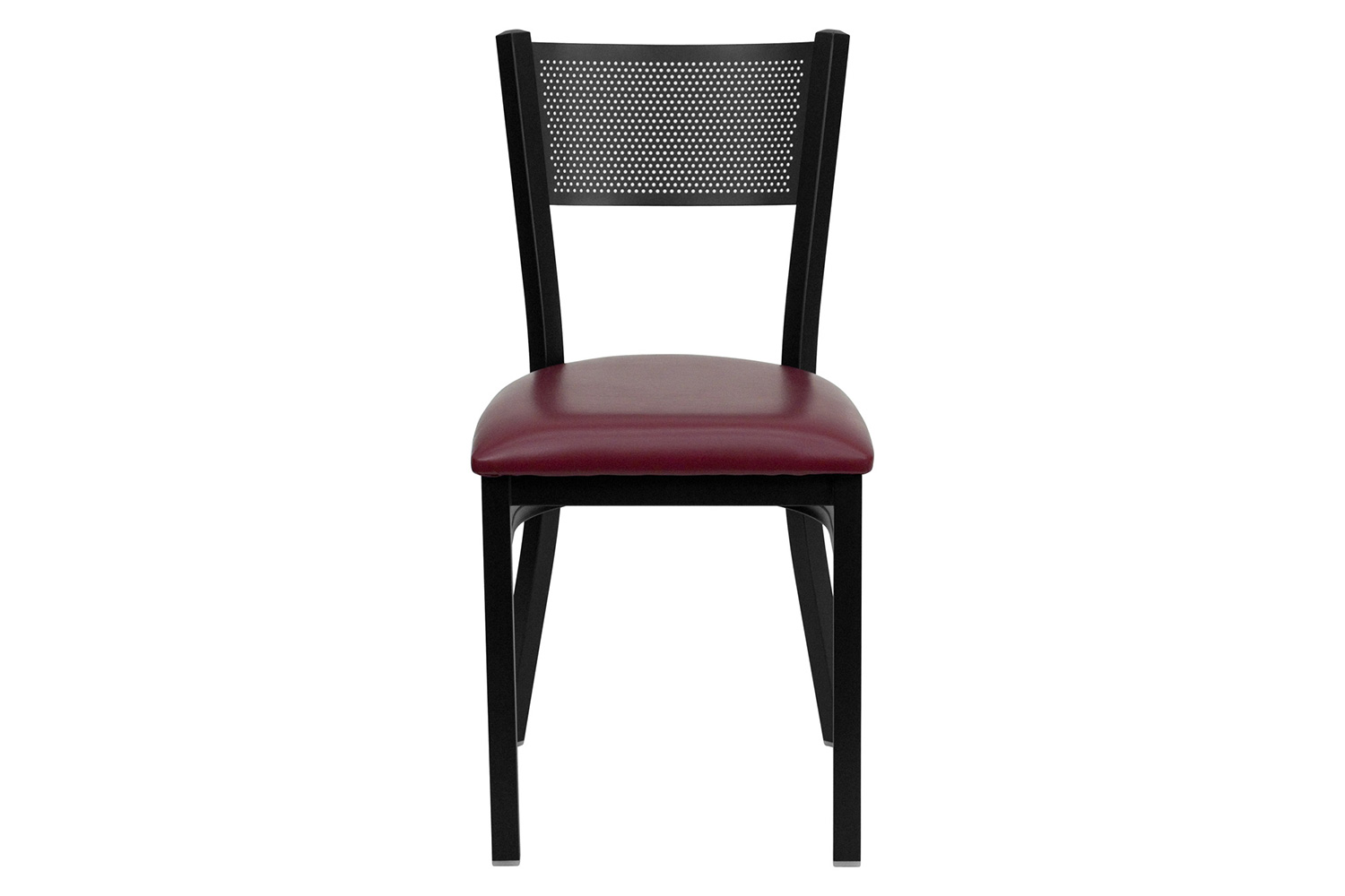 BLNK HERCULES Series Black Metal Grid Back Restaurant Chair with Vinyl Seat - Burgundy