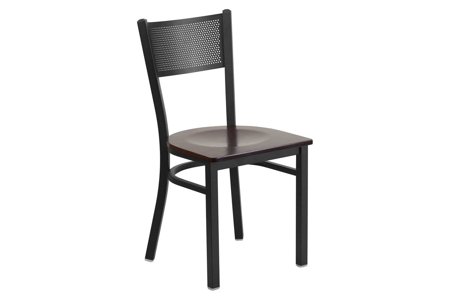 BLNK HERCULES Series Black Metal Grid Back Restaurant Chair with Wood Seat