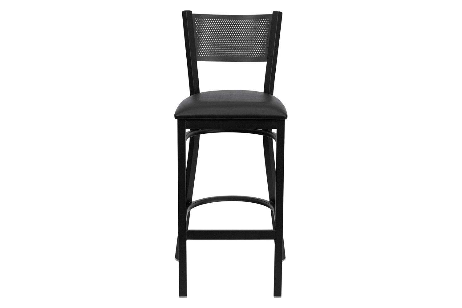 BLNK HERCULES Series Black Metal Grid Back Restaurant Bar Stool with Vinyl Seat - Black