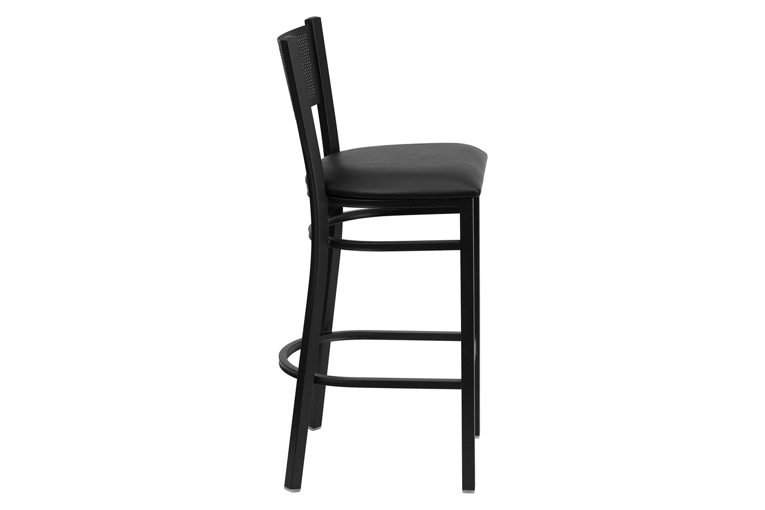 BLNK HERCULES Series Black Metal Grid Back Restaurant Bar Stool with Vinyl Seat - Black