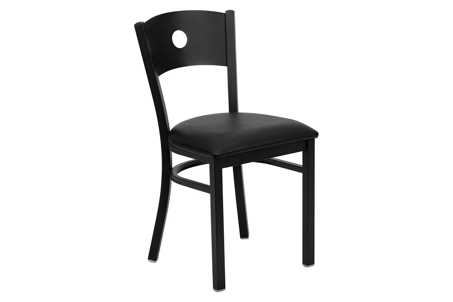 BLNK HERCULES Series Black Metal Circle Back Restaurant Chair with Vinyl Seat