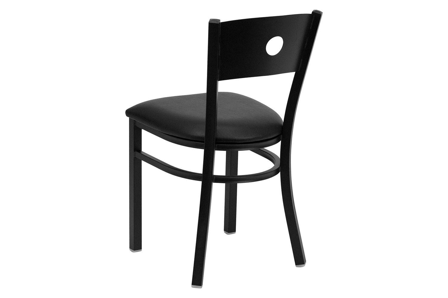 BLNK HERCULES Series Black Metal Circle Back Restaurant Chair with Vinyl Seat