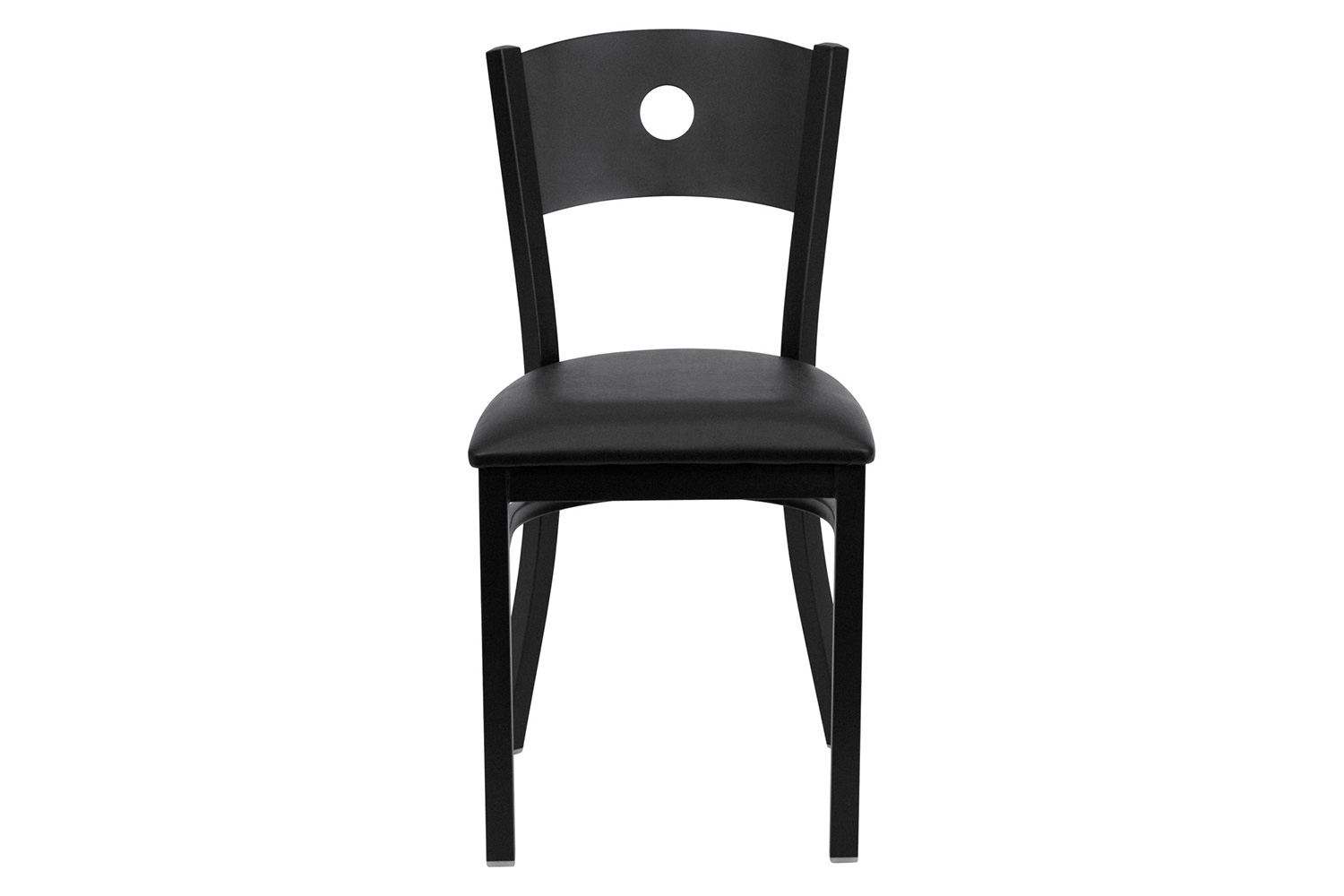 BLNK HERCULES Series Black Metal Circle Back Restaurant Chair with Vinyl Seat