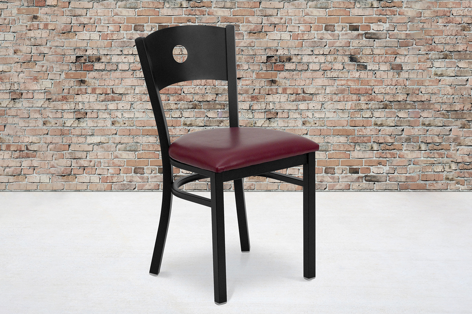 BLNK HERCULES Series Black Metal Circle Back Restaurant Chair with Vinyl Seat