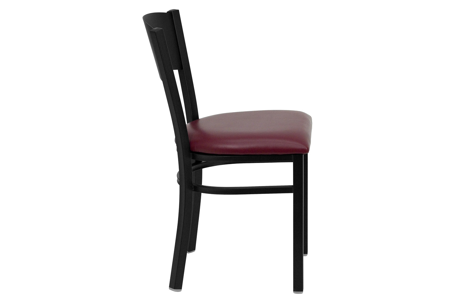 BLNK HERCULES Series Black Metal Circle Back Restaurant Chair with Burgundy Vinyl Seat