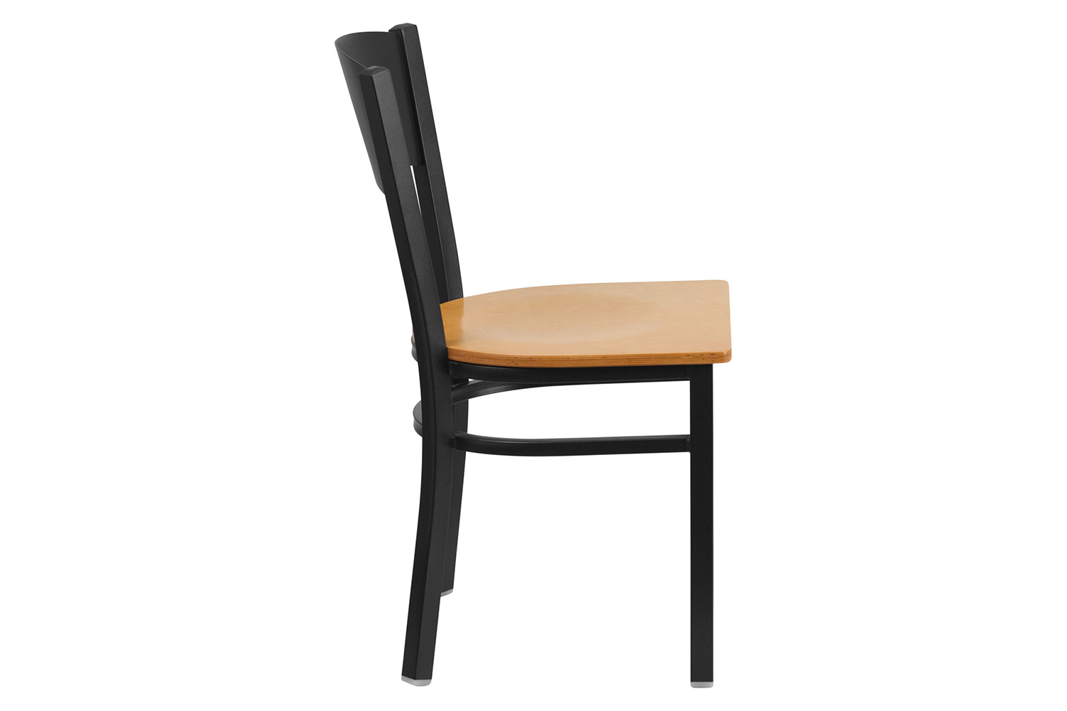 BLNK HERCULES Series Black Metal Circle Back Restaurant Chair with Wood Seat - Natural