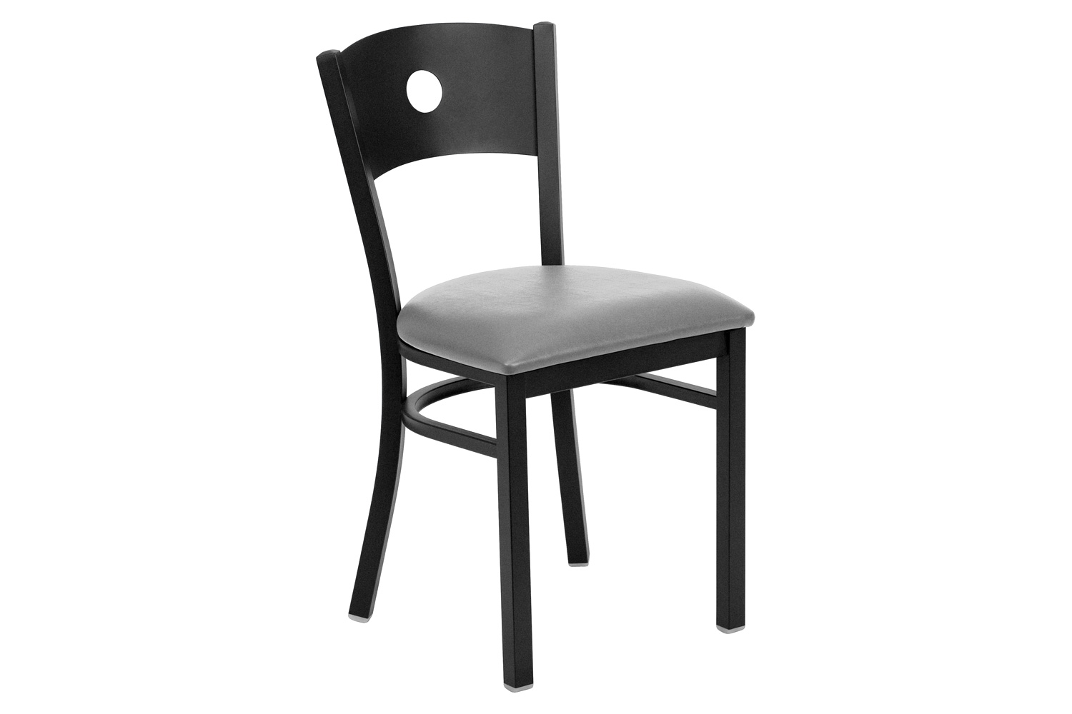 BLNK HERCULES Series Black Metal Circle Back Restaurant Chair with Vinyl Seat