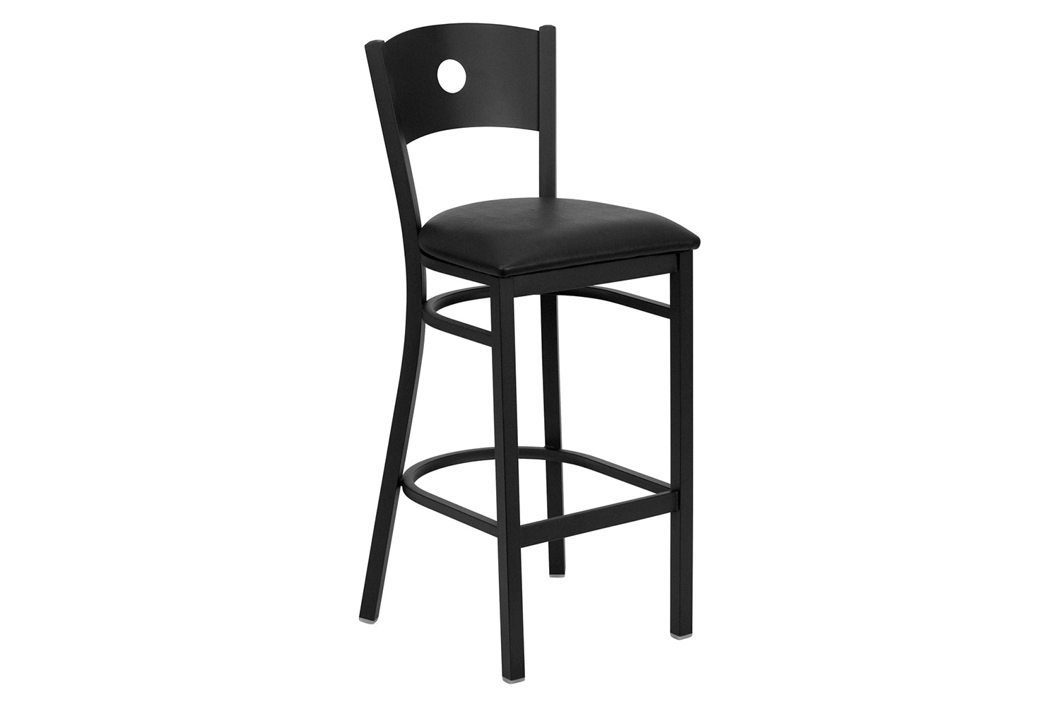 BLNK HERCULES Series Black Metal Circle Back Restaurant Bar Stool with Vinyl Seat