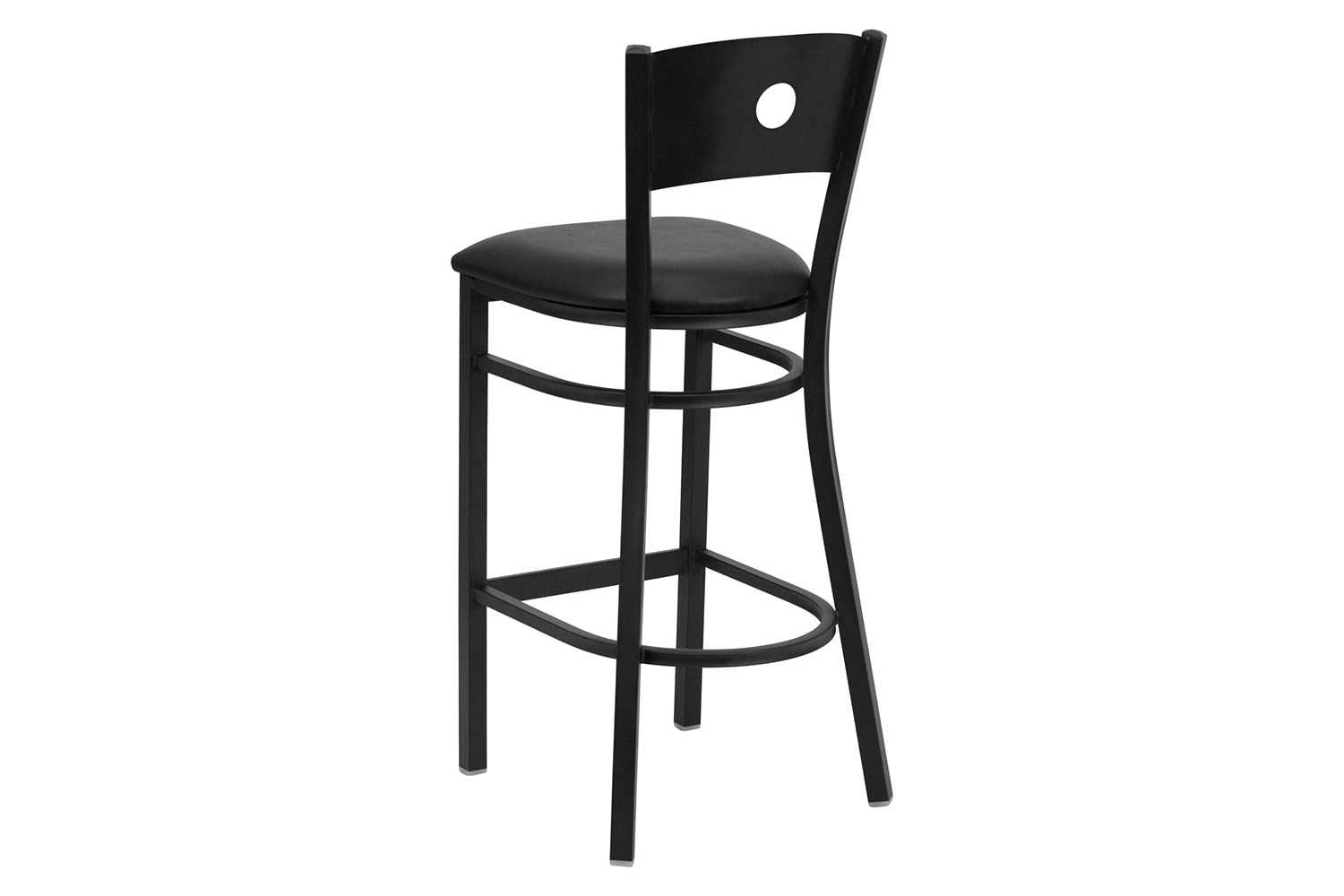 BLNK HERCULES Series Black Metal Circle Back Restaurant Bar Stool with Vinyl Seat - Black