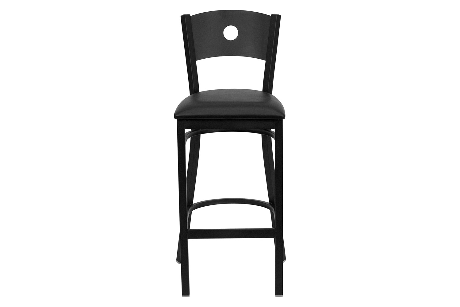 BLNK HERCULES Series Black Metal Circle Back Restaurant Bar Stool with Vinyl Seat - Black