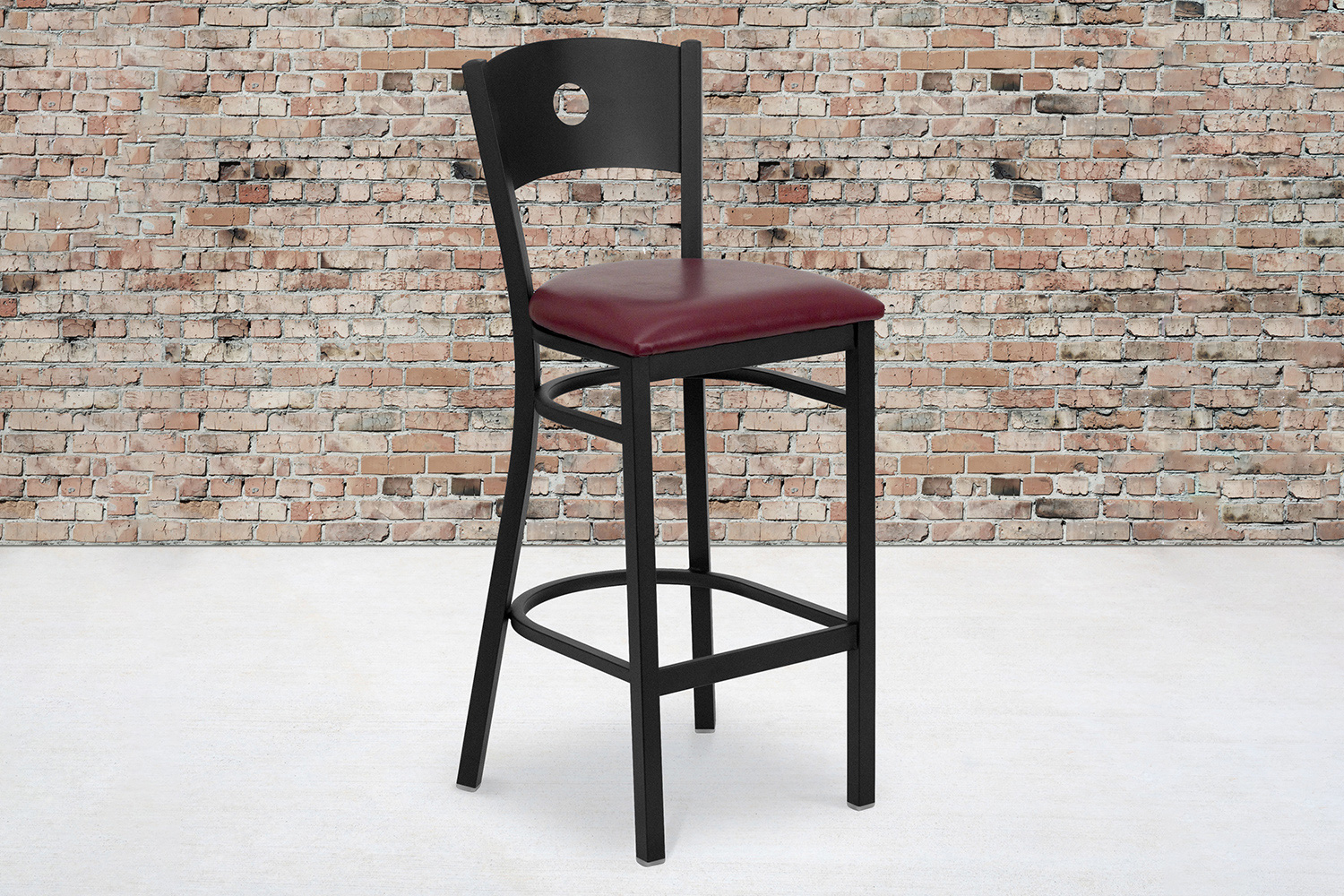 BLNK HERCULES Series Black Metal Circle Back Restaurant Bar Stool with Vinyl Seat