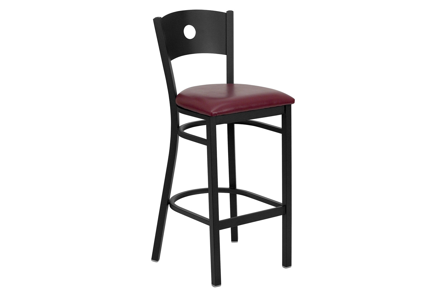 BLNK HERCULES Series Black Metal Circle Back Restaurant Bar Stool with Vinyl Seat - Burgundy