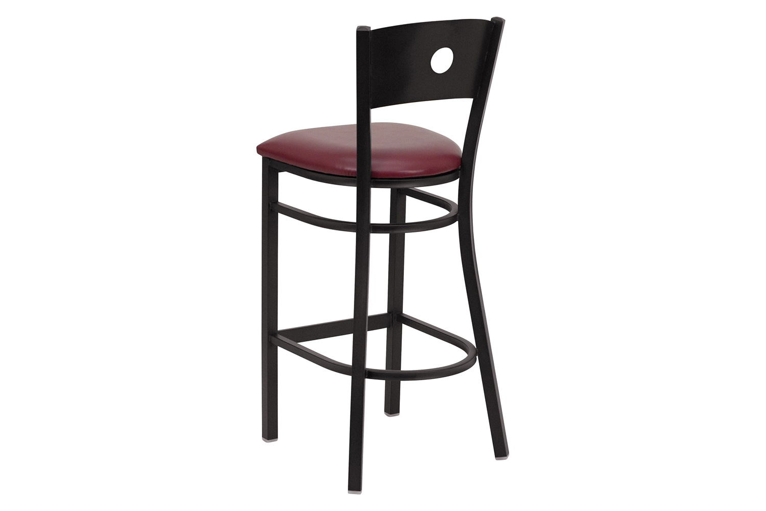 BLNK HERCULES Series Black Metal Circle Back Restaurant Bar Stool with Vinyl Seat - Burgundy