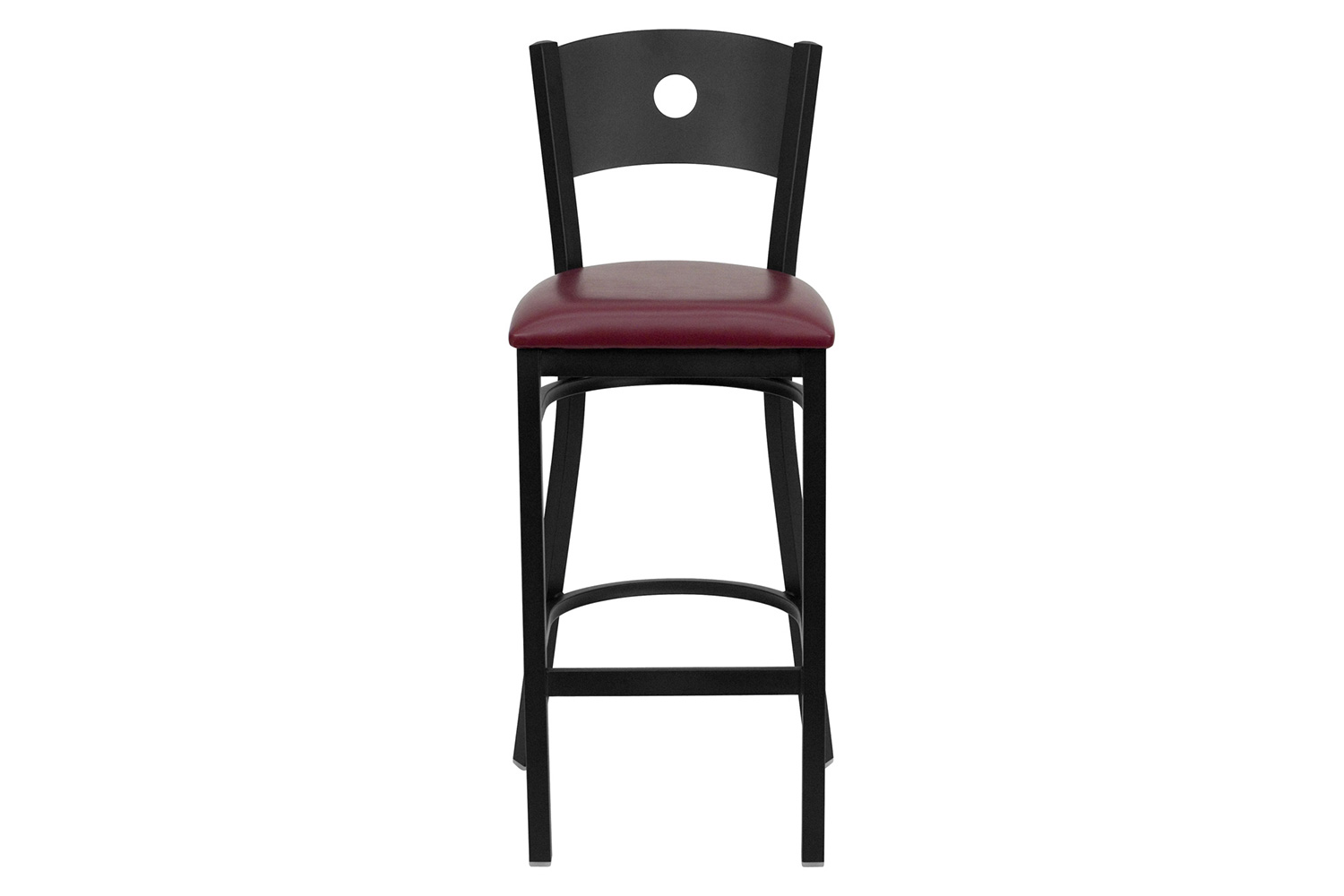 BLNK HERCULES Series Black Metal Circle Back Restaurant Bar Stool with Vinyl Seat - Burgundy