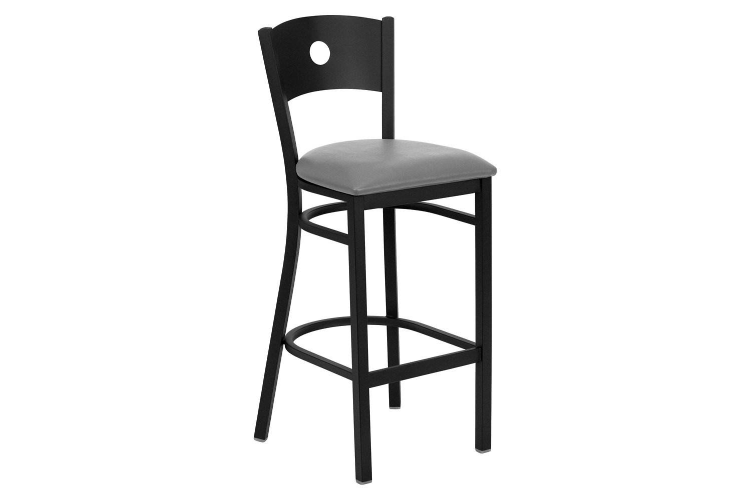 BLNK HERCULES Series Black Metal Circle Back Restaurant Bar Stool with Custom Upholstered Seat