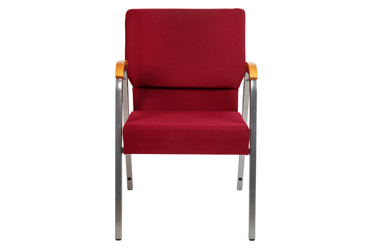 BLNK™ HERCULES Series Fabric Stacking Wood Accent Arm Church Chair with Silver Vein Frame - Burgundy