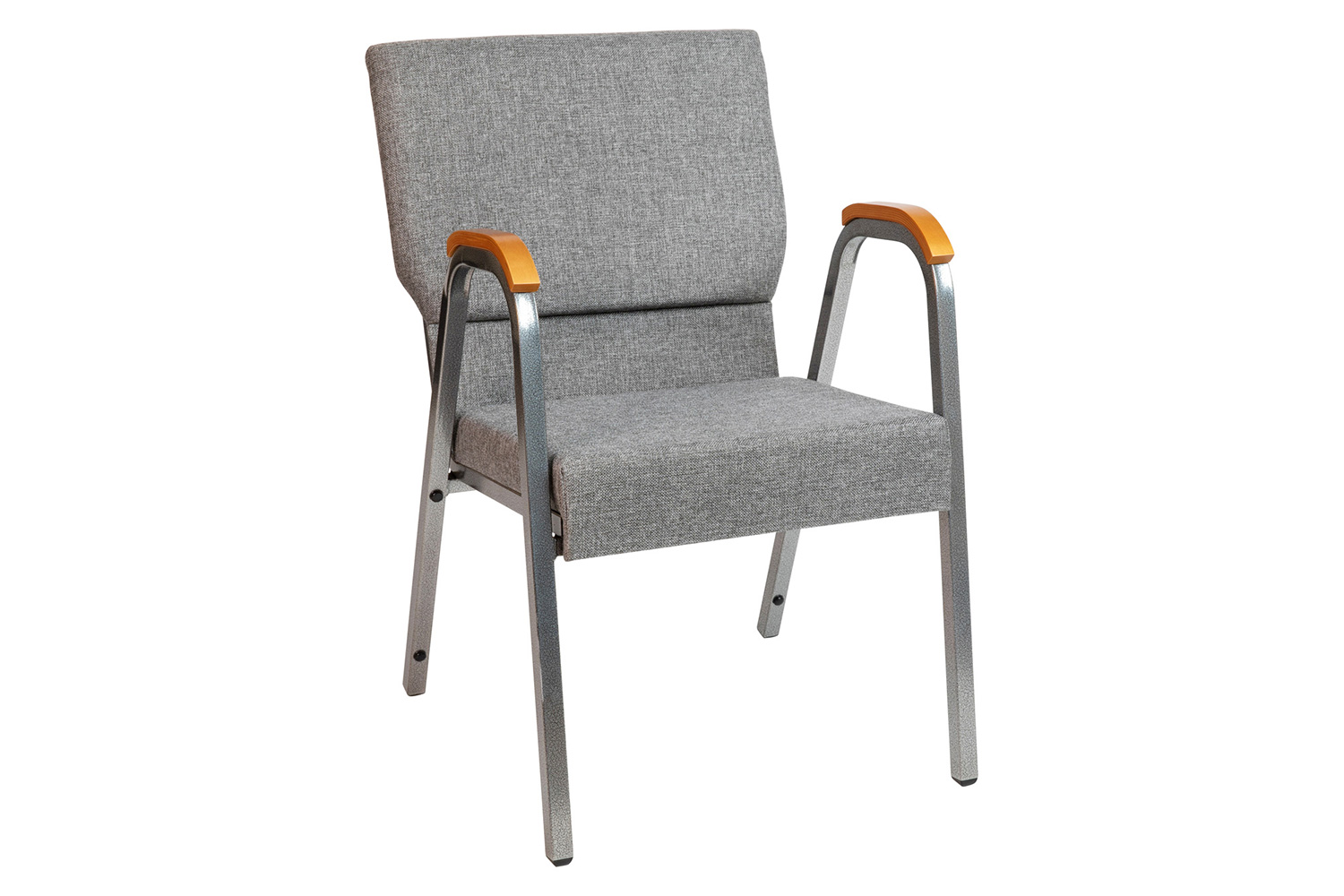 BLNK™ HERCULES Series Fabric Stacking Wood Accent Arm Church Chair with Silver Vein Frame - Gray