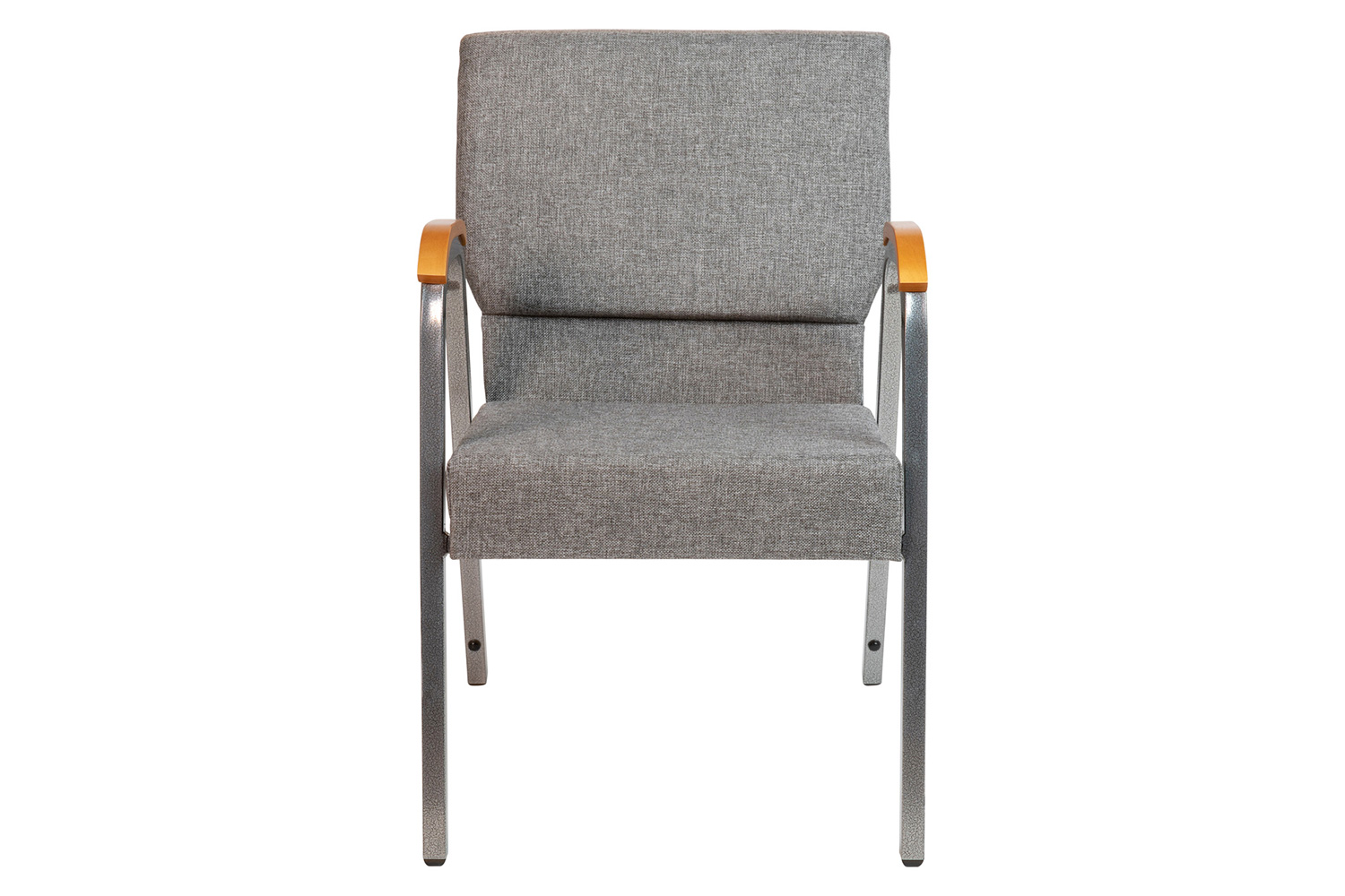 BLNK™ HERCULES Series Fabric Stacking Wood Accent Arm Church Chair with Silver Vein Frame - Gray