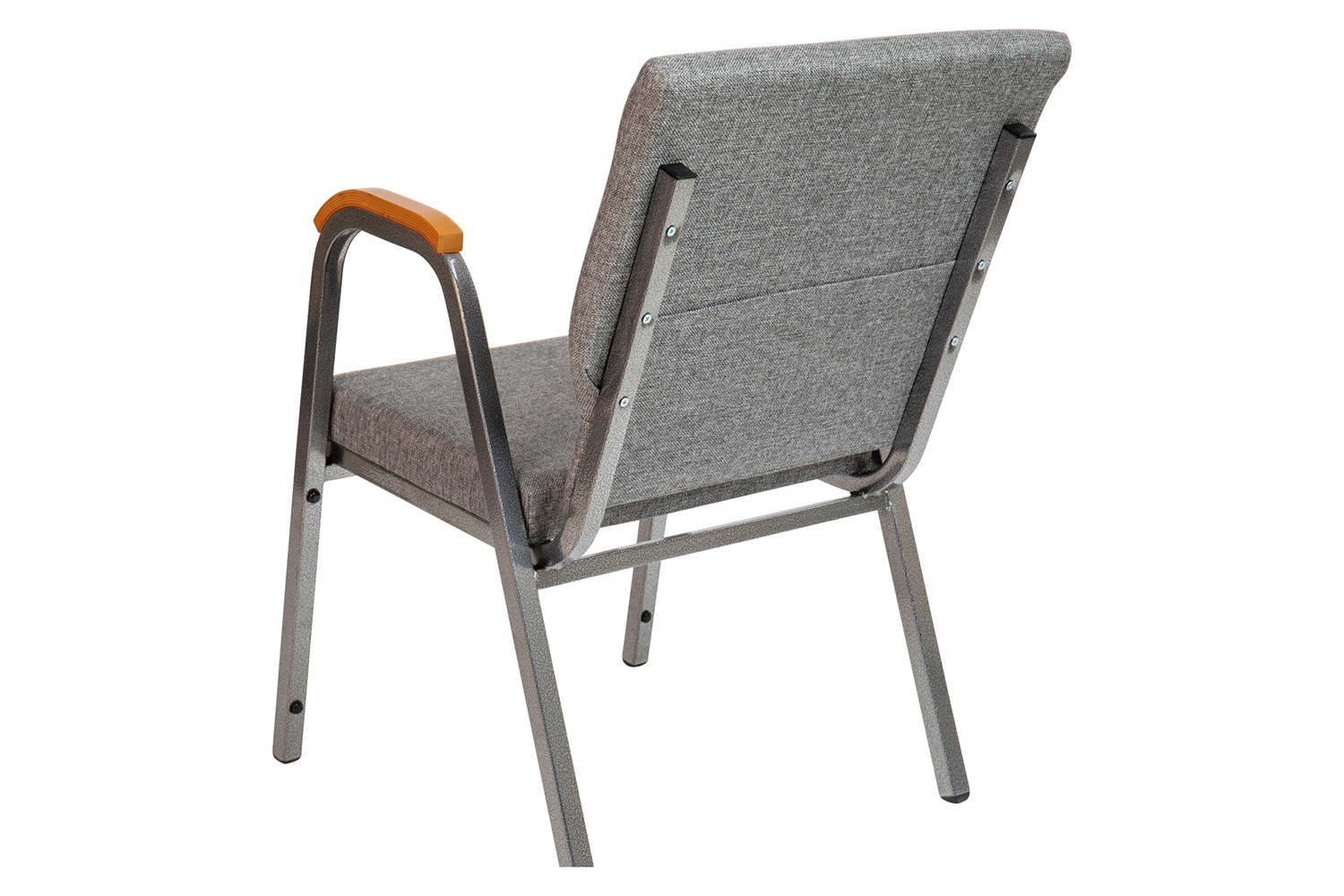 BLNK™ HERCULES Series Fabric Stacking Wood Accent Arm Church Chair with Silver Vein Frame - Gray