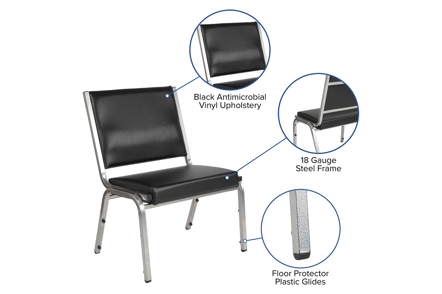 BLNK - HERCULES Series Vinyl Antimicrobial Bariatric Medical Reception Chair