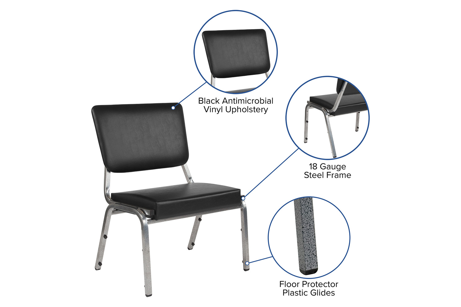 BLNK - HERCULES Series Vinyl Antimicrobial Bariatric Medical Reception Chair with 3/4 Panel Back