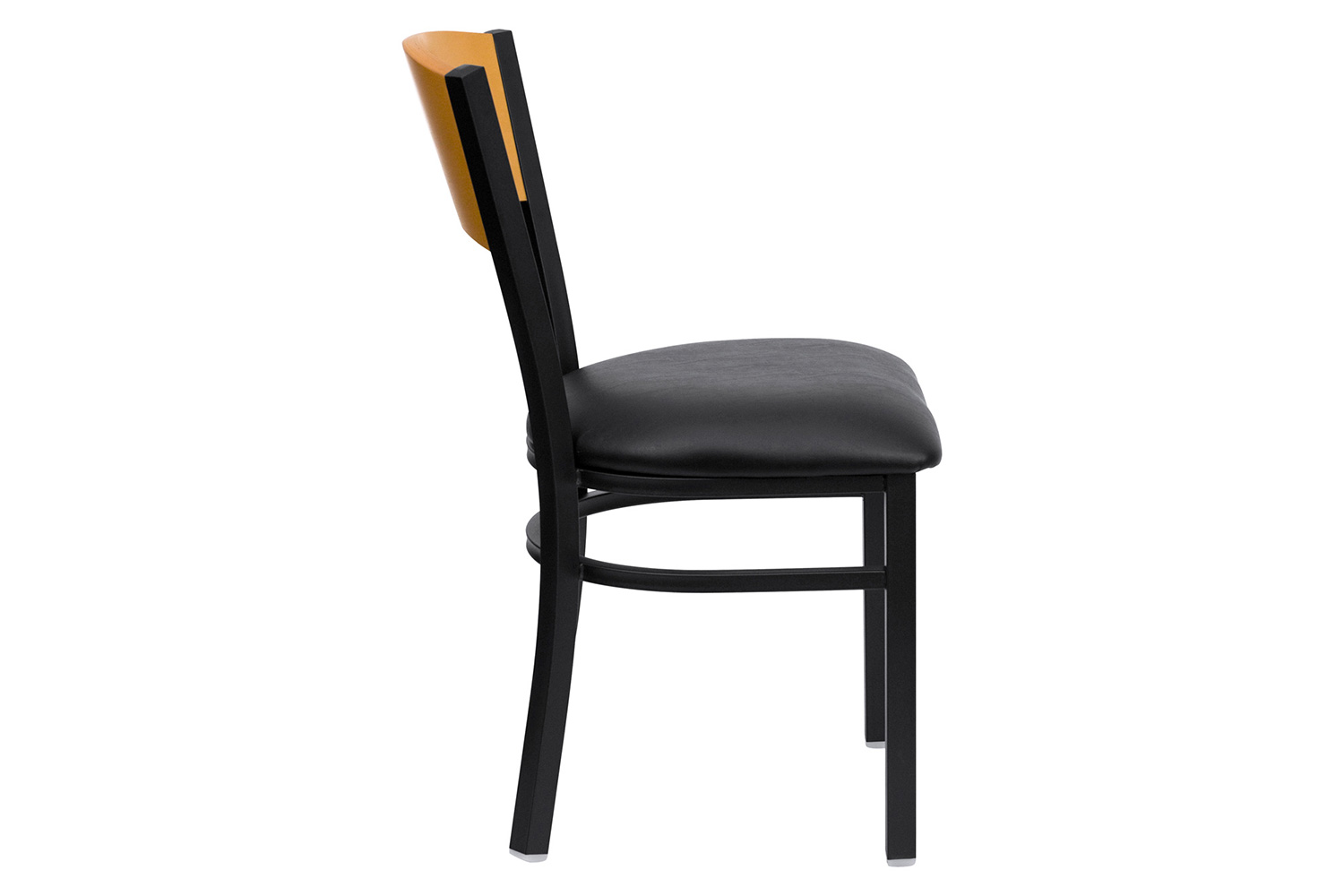 BLNK HERCULES Series Black Metal Circle Back Restaurant Chair with Natural Wood Back and Vinyl Seat - Black