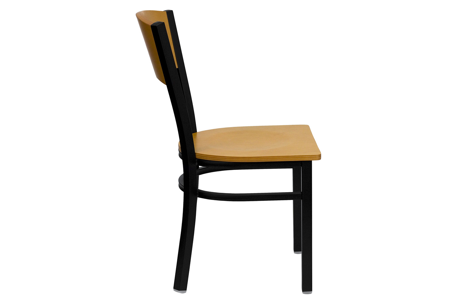 BLNK - HERCULES Series Black Metal Circle Back Restaurant Chair with Natural Wood Back and Seat