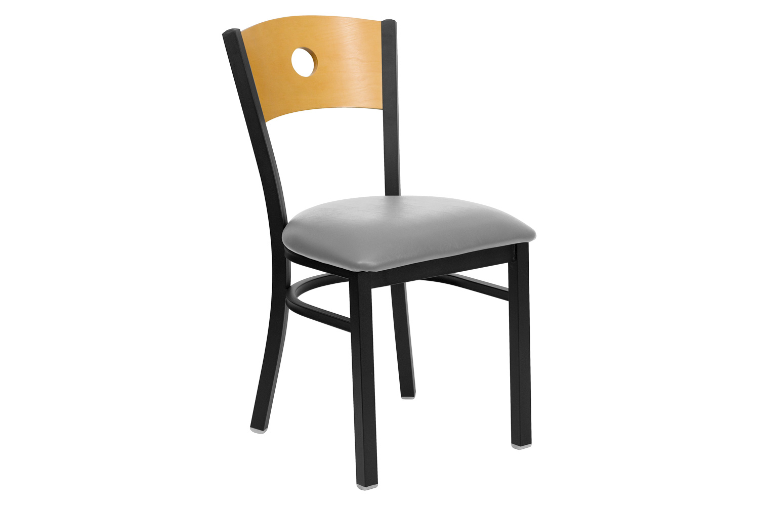 BLNK HERCULES Series Black Metal Circle Back Restaurant Chair with Vinyl Seat