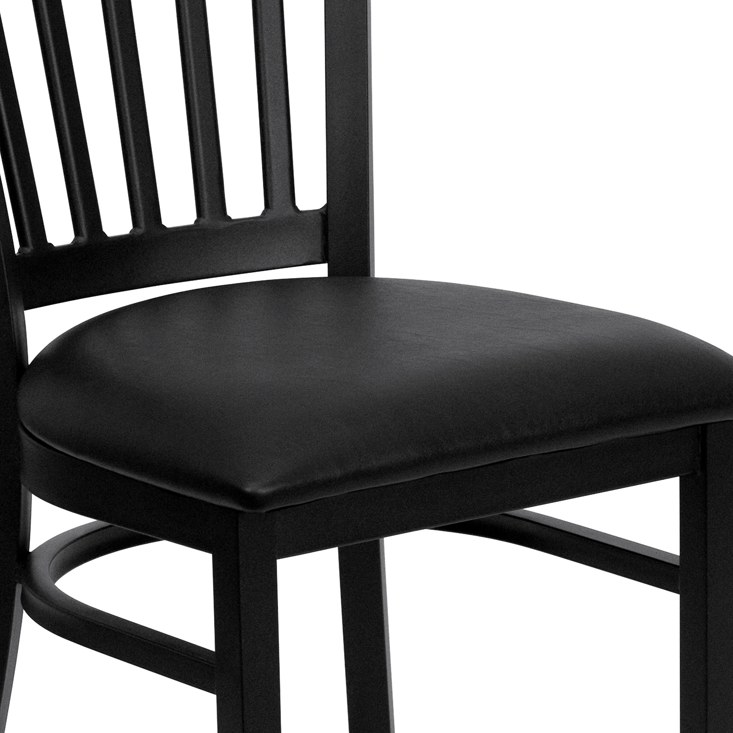 BLNK HERCULES Series Black Metal Vertical Back Restaurant Chair with Vinyl Seat - Black