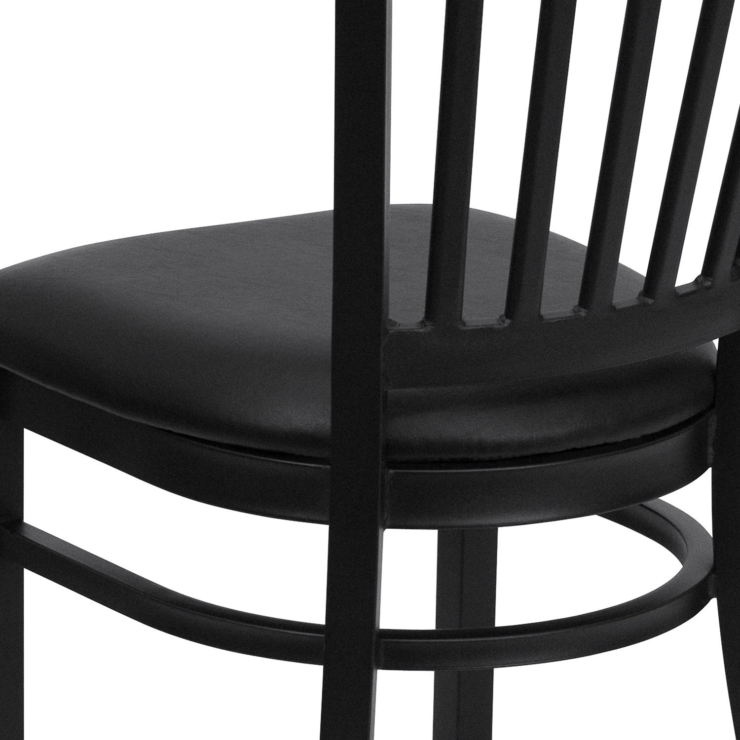 BLNK HERCULES Series Black Metal Vertical Back Restaurant Chair with Vinyl Seat - Black