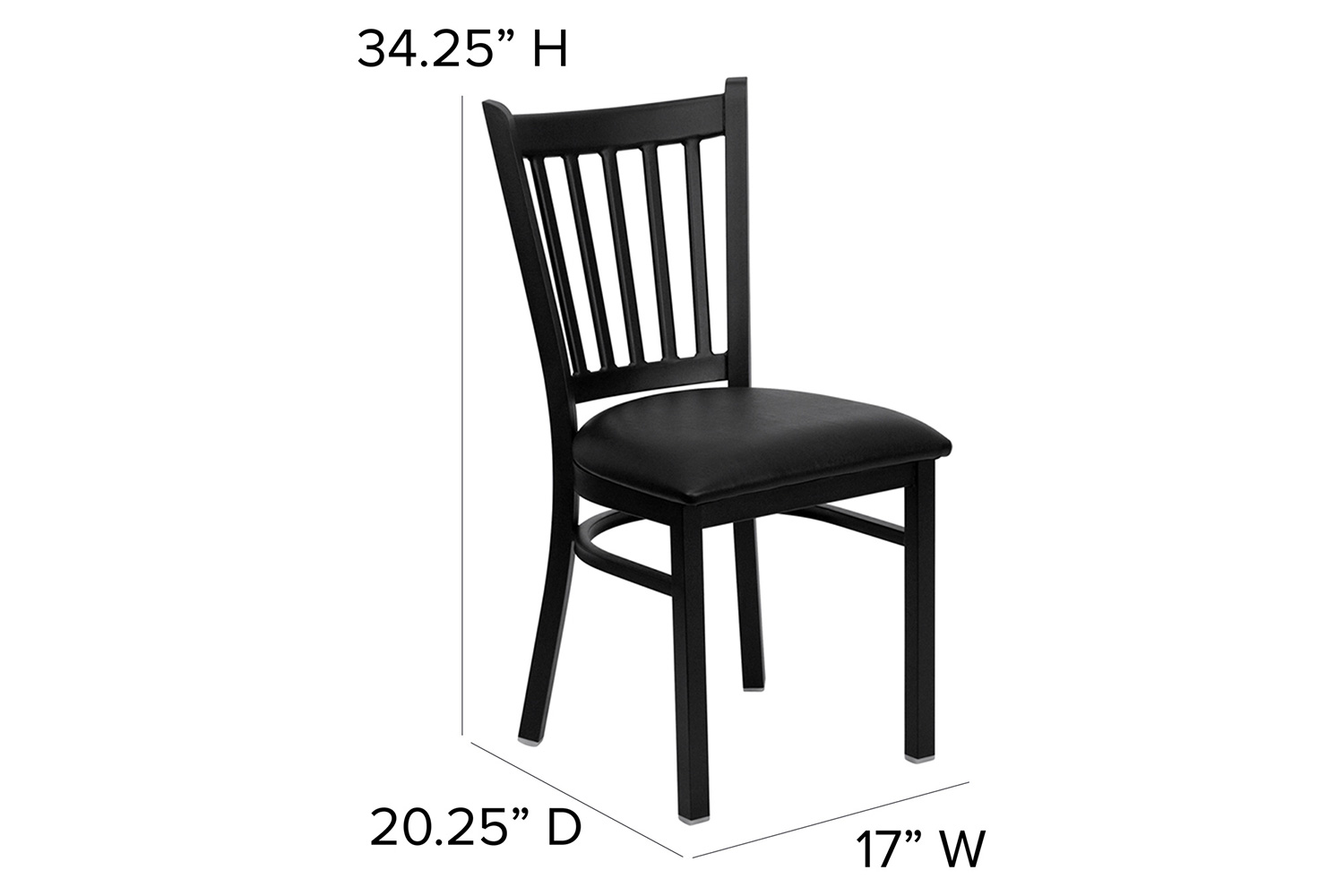 BLNK HERCULES Series Black Metal Vertical Back Restaurant Chair with Vinyl Seat - Black