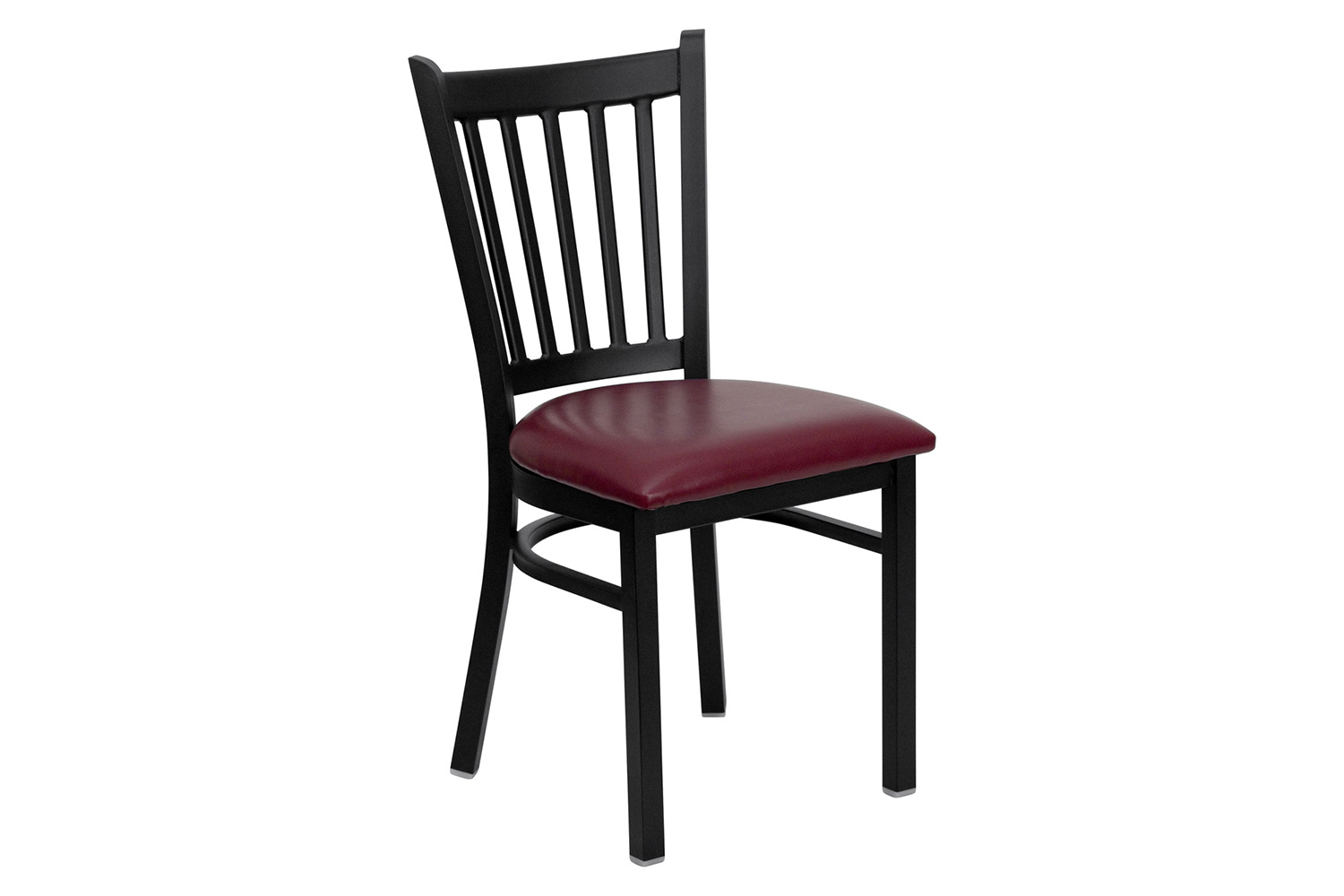 BLNK HERCULES Series Black Metal Vertical Back Restaurant Chair with Vinyl Seat - Burgundy