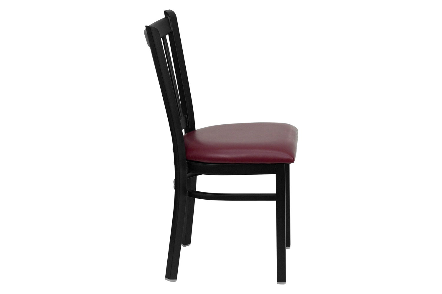 BLNK HERCULES Series Black Metal Vertical Back Restaurant Chair with Vinyl Seat - Burgundy