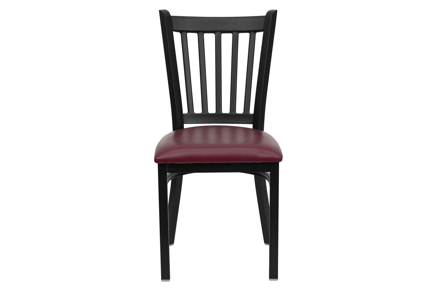 BLNK HERCULES Series Black Metal Vertical Back Restaurant Chair with Vinyl Seat - Burgundy