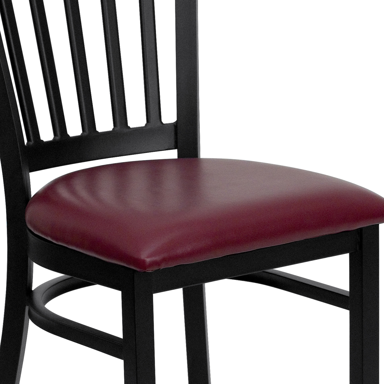 BLNK HERCULES Series Black Metal Vertical Back Restaurant Chair with Vinyl Seat - Burgundy