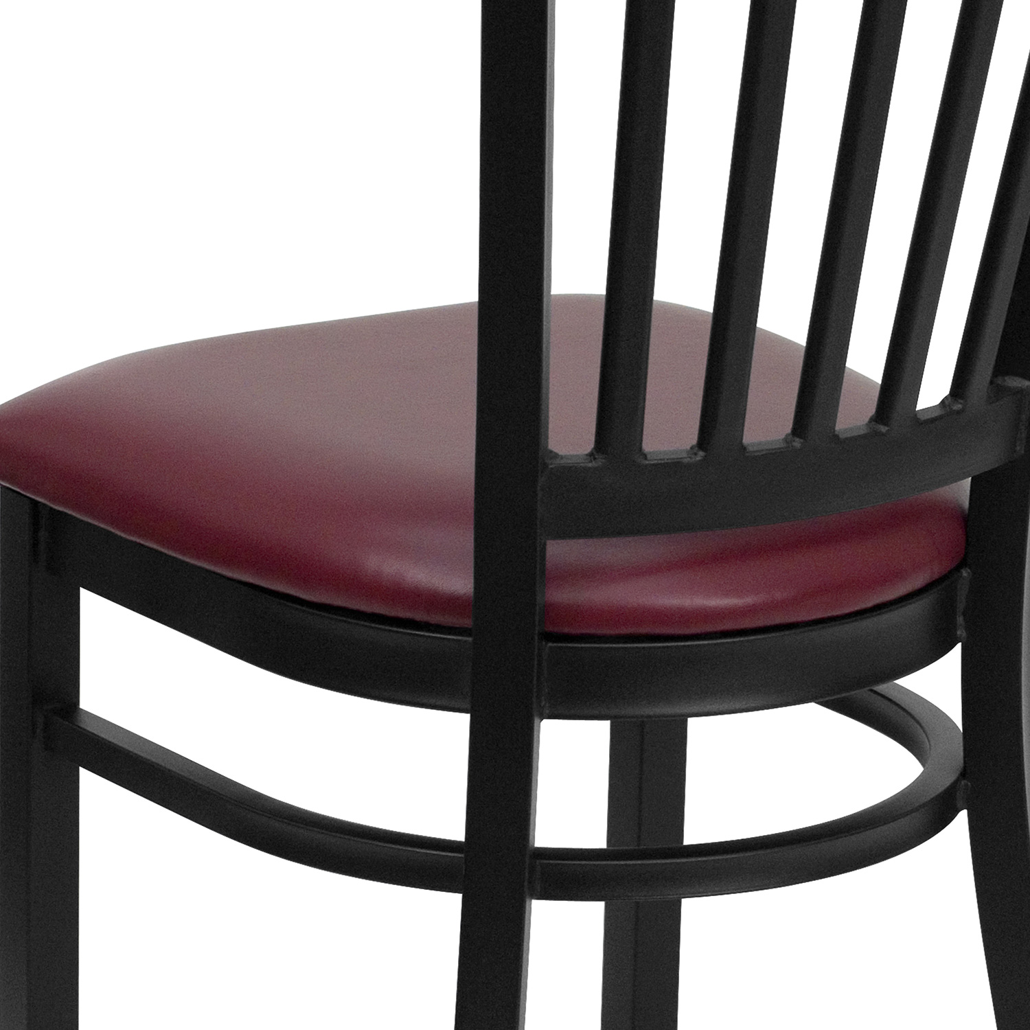 BLNK HERCULES Series Black Metal Vertical Back Restaurant Chair with Vinyl Seat - Burgundy