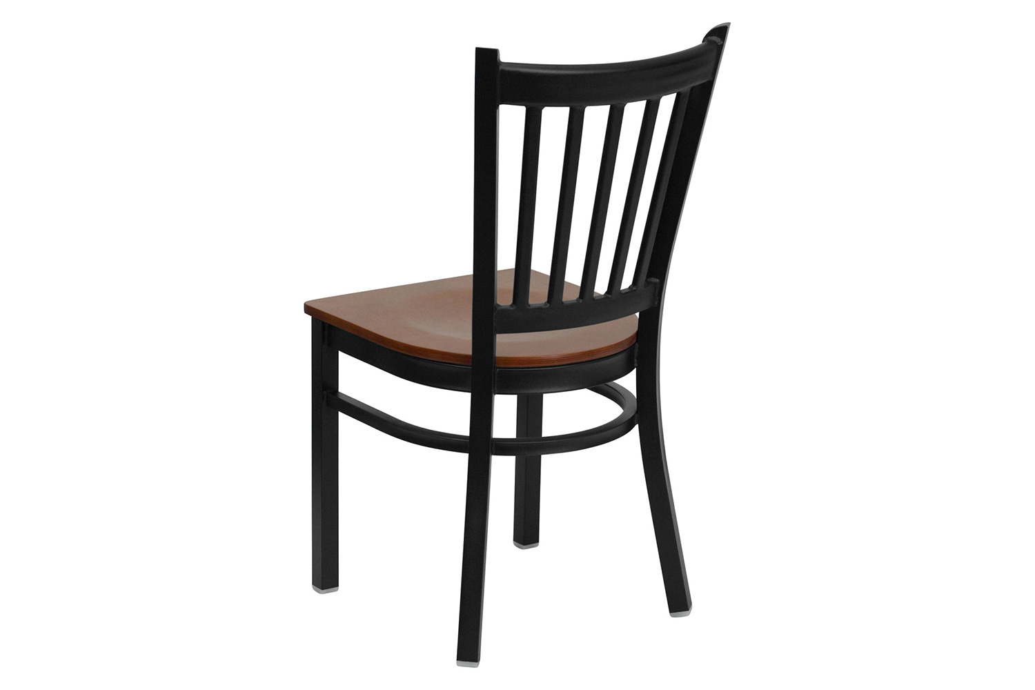 BLNK HERCULES Series Black Metal Vertical Back Restaurant Chair with Wood Seat - Cherry