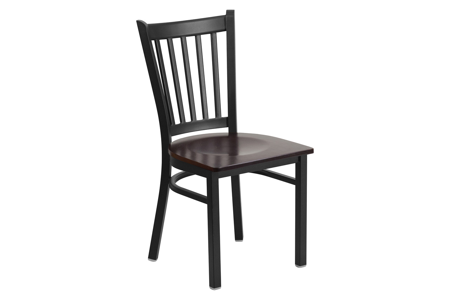 BLNK HERCULES Series Black Metal Vertical Back Restaurant Chair with Wood Seat