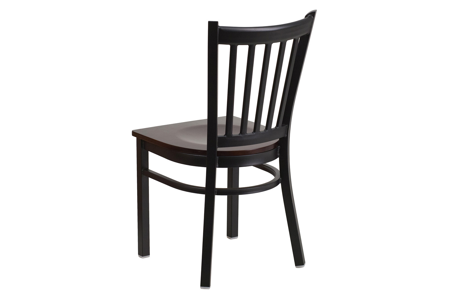 BLNK HERCULES Series Black Metal Vertical Back Restaurant Chair with Wood Seat - Walnut