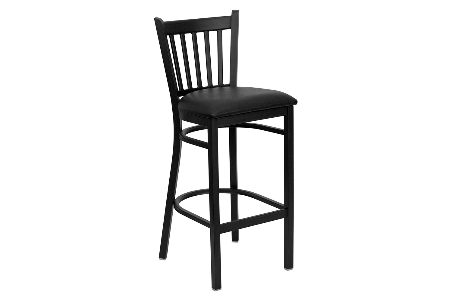 BLNK HERCULES Series Black Metal Vertical Back Restaurant Bar Stool with Vinyl Seat - Black