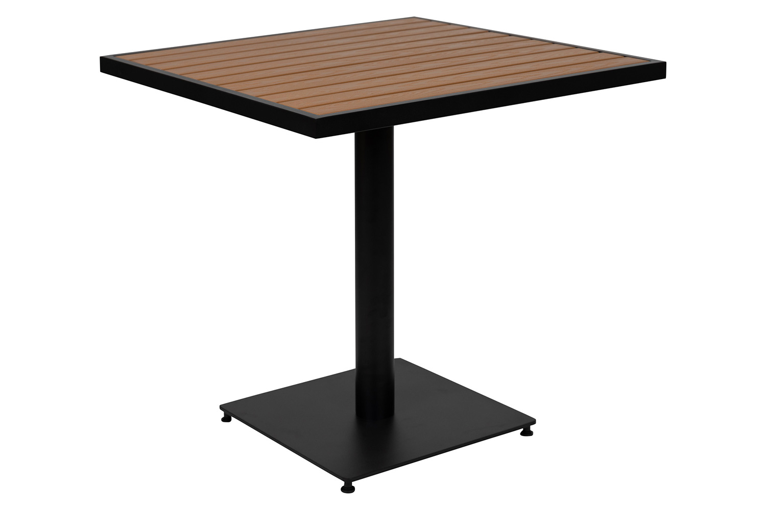 BLNK - Square Outdoor Patio Bistro Dining Table with Faux Teak Poly Slats