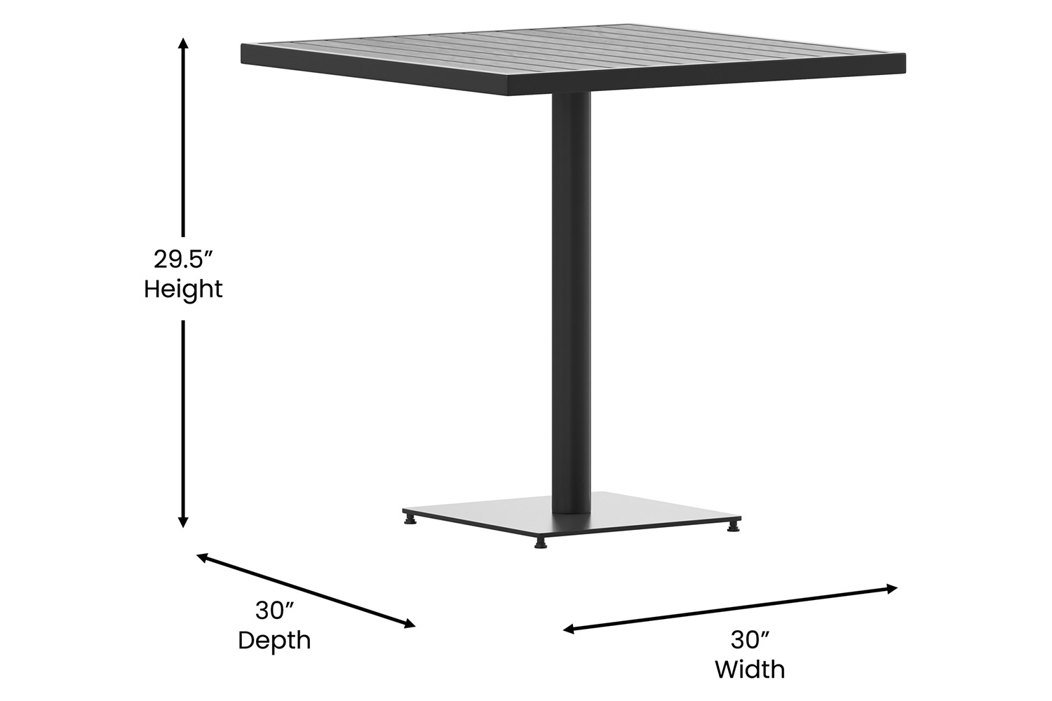 BLNK - Square Outdoor Patio Bistro Dining Table with Faux Poly Slats