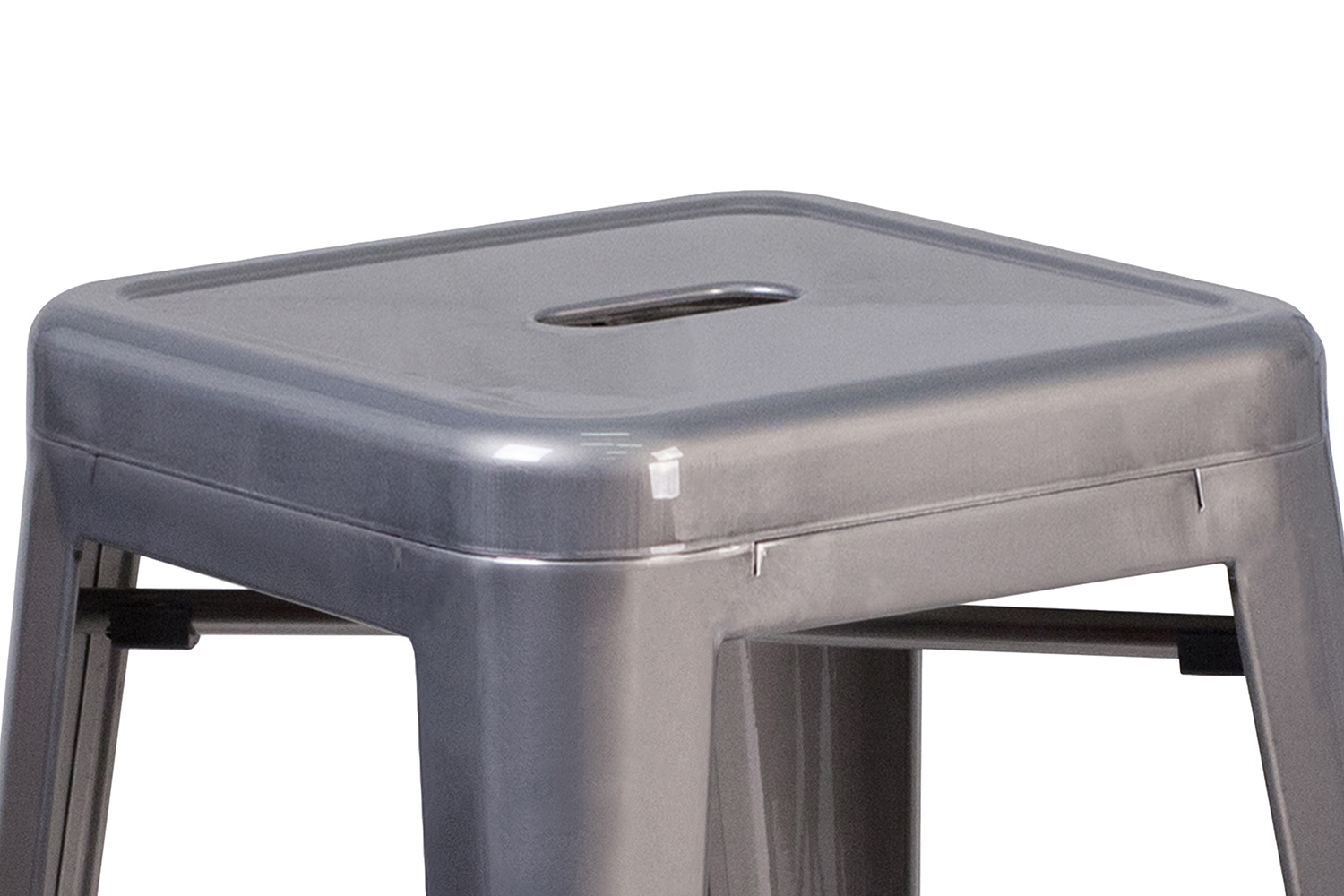 BLNK - Lincoln Metal Backless Clear Coated Indoor Counter Height Stool with Square Seat