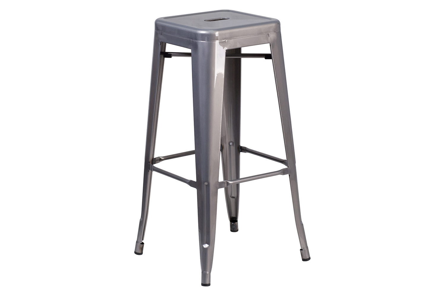 BLNK - Lincoln Clear Coated Metal Backless Indoor Bar Stool with Square Seat