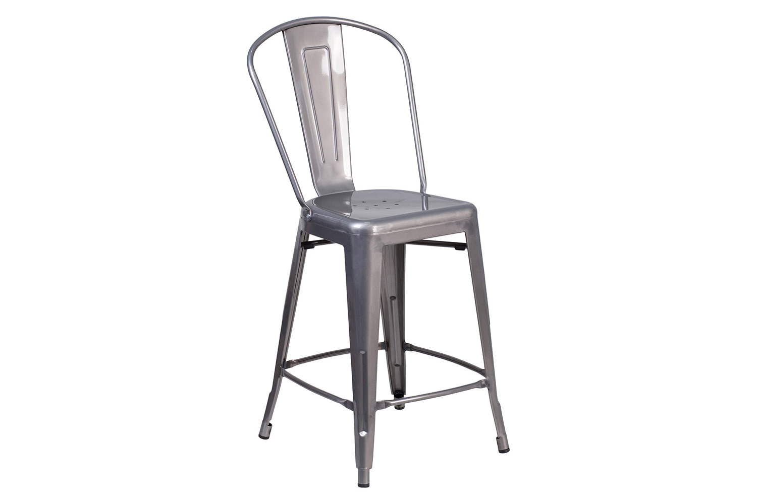 BLNK - Lincoln Clear Coated Indoor Counter Height Stool with Back